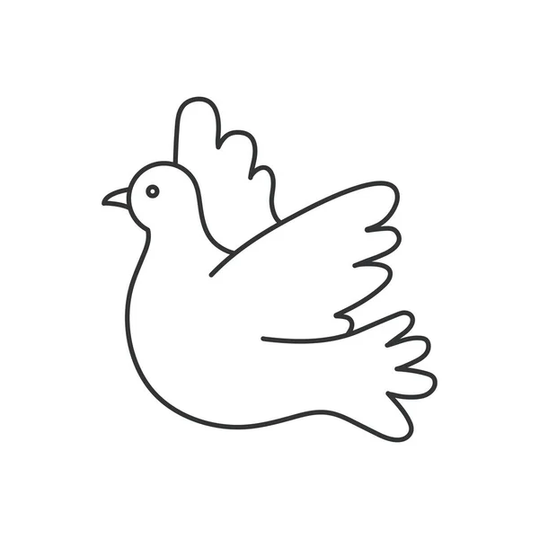平和は飛ぶアイコンを鳩 アウトラインスタイルのイラスト ベクトルデザイン — ストックベクタ