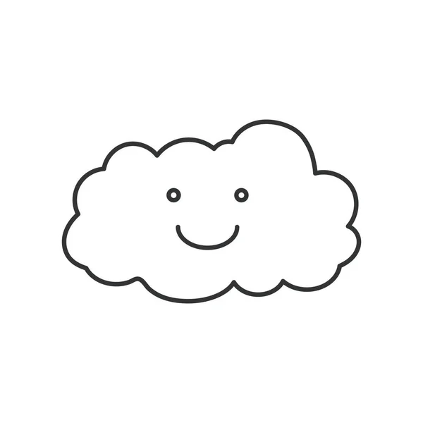 Sonriente Icono Nube Ilustración Estilo Esquema Diseño Vectorial — Vector de stock