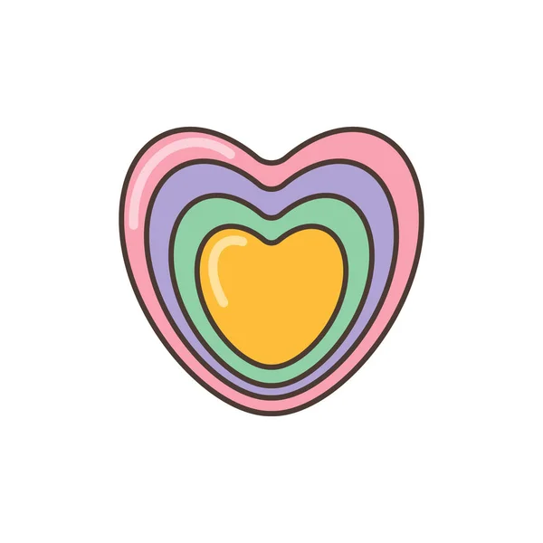Icono Multicolor Del Corazón Ilustración Estilo Dibujos Animados 70S Retro — Vector de stock