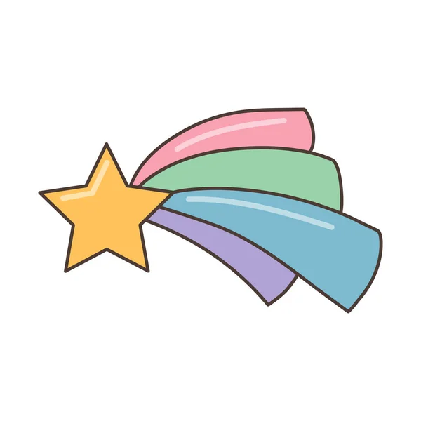 Значок Звезды Цветным Хвостом Иллюстрация Мультяшном Стиле Векторный Дизайн Ретро — стоковый вектор