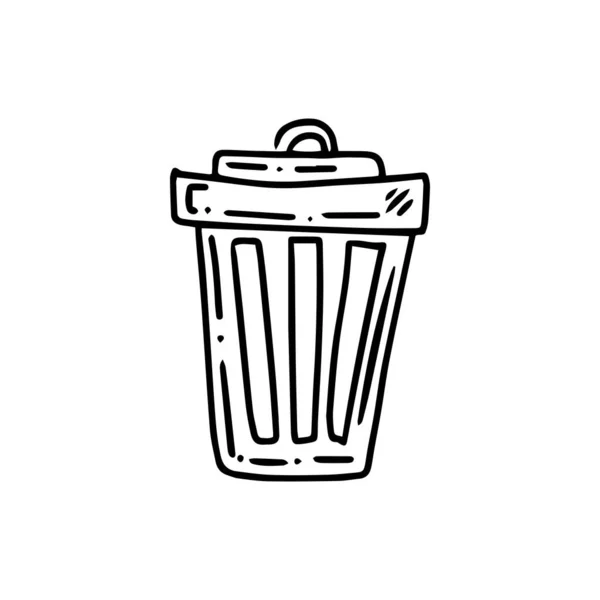 Monochrome Doodle Trash Container Segregate Waste Sorting Garbage Waste Management — Stock Vector