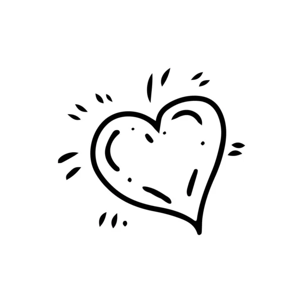 Simple Sketch Line Style Element Doodle Cute Ink Pen Heart — 스톡 벡터