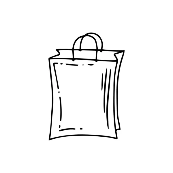 白い背景にエコ素材のバッグ エココンセプト 手描きベクトルアウトラインドードルアイコン — ストックベクタ