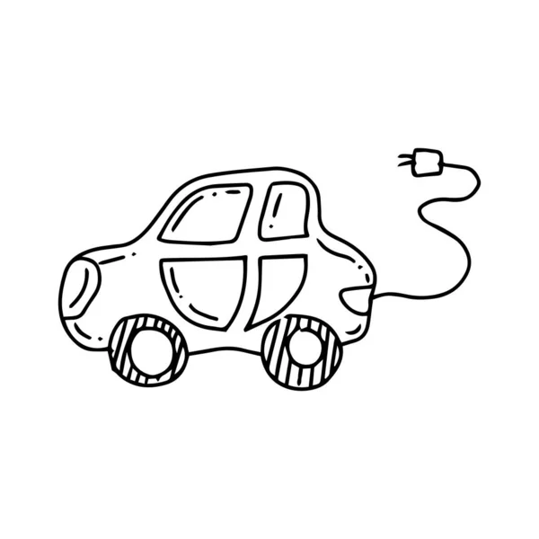 電気自動車を捨てなさい ベクトルイラスト 孤立したスケッチ 手描きのアイコンデザインスタイル — ストックベクタ