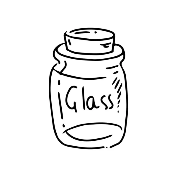 Handgezeichnetes Doodle Glas Mit Einem Naturkorken Container Für Null Abfall — Stockvektor