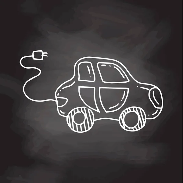 電気自動車を捨てなさい 黒板の背景にベクトルイラスト 孤立したスケッチ 手描きのアイコンデザインスタイル — ストックベクタ