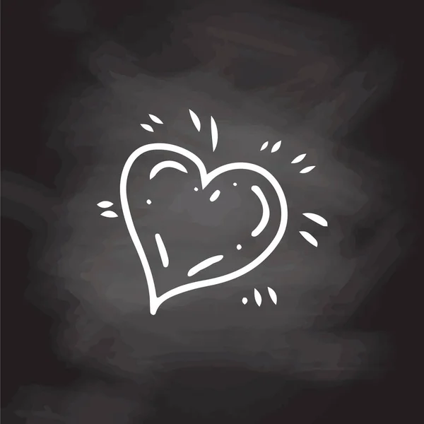 简单的素描线条风格元素 涂鸦可爱的墨水笔心在黑板背景上 涂鸦的心脏 矢量说明 — 图库矢量图片