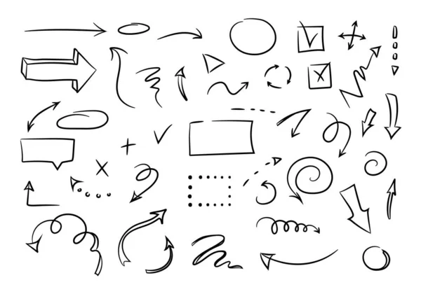 Doodle Elementos Design Setas Elementos Para Infográficos Conjunto Vetorial Desenhado — Vetor de Stock