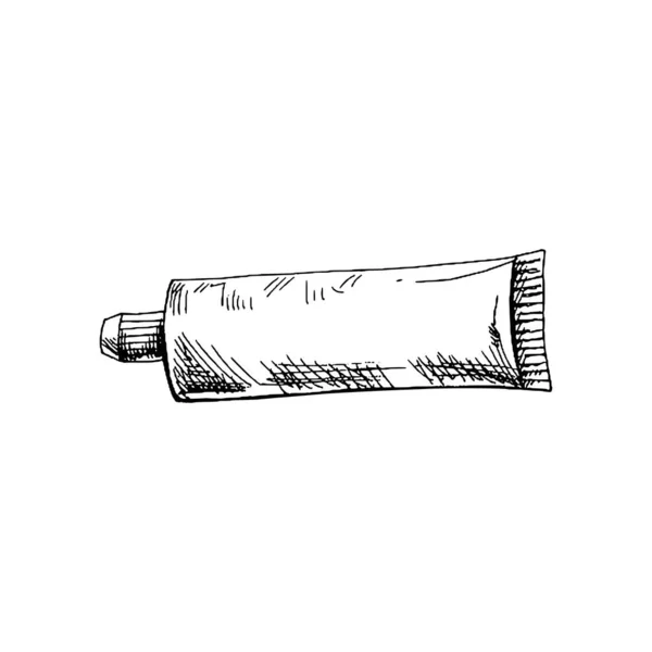 Ручной Рисунок Зубной Пасты Белом Фоне Векторная Иллюстрация Лечение Зубной — стоковый вектор