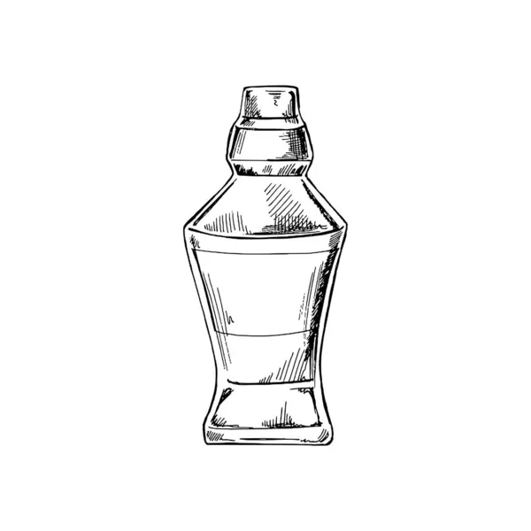 Hand Drawn Fresh Mouthwash Vintage Sketch Isolated White Background Vector — Stock Vector