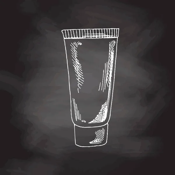 Handgetekende Tandpasta Vintage Schets Geïsoleerd Schoolbordachtergrond Vector Illustratie Tandpijn Behandeling — Stockvector
