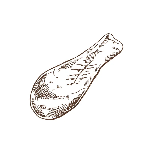Comida Orgânica Desenho Vetorial Desenhado Mão Perna Frango Frita Carne — Vetor de Stock