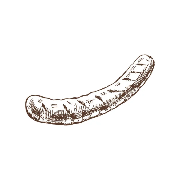 Βιολογικά Τρόφιμα Χειροποίητο Διανυσματικό Σκίτσο Λουκάνικου Μπάρμπεκιου Εικονογράφηση Αντίκα Διακόσμηση — Διανυσματικό Αρχείο