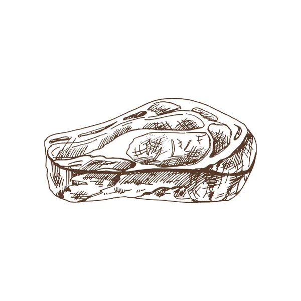 Органическая Еда Ручной Рисованный Векторный Набросок Говяжьего Стейка Кусок Мяса — стоковый вектор