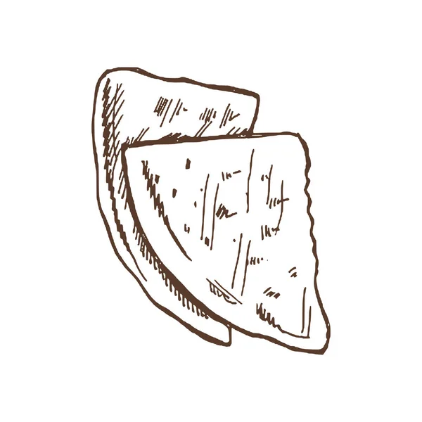 Comida Orgânica Desenho Vetorial Desenhado Mão Tortilla Pita Lavash Pão — Vetor de Stock