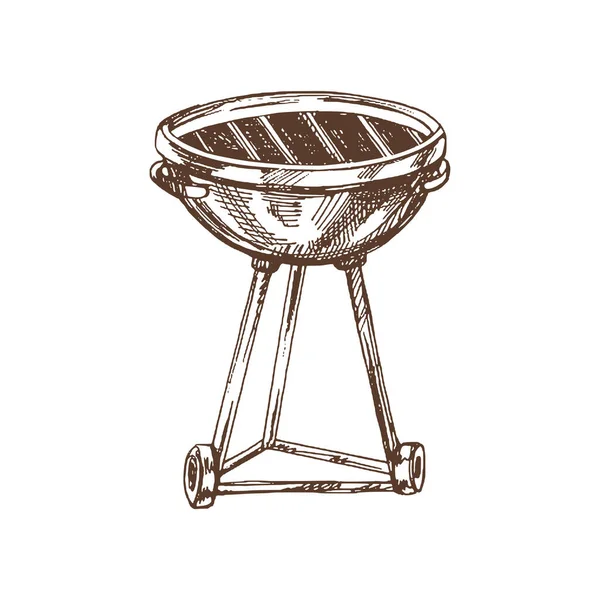 Schizzo Vettoriale Disegnato Mano Del Barbecue Sfondo Bianco Illustrazione Vintage — Vettoriale Stock