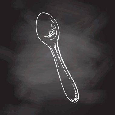 El çizimi bir kaşık çizimi. Doodle vintage çizimi. Kabartmalı immage.