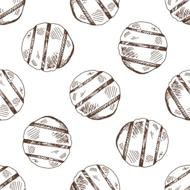 Elle çizilmiş, pürüzsüz ızgara patates deseni. Klasik karalama çizimi. Kafe menüleri ve etiketleri için çizim. Oymalı resim..