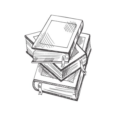 Vektör el yapımı okul ve ofis malzemeleri. Detaylı retro kitap taslağı. Klasik eskiz öğesi. Okula geri dön. Okul temel illüstrasyon.