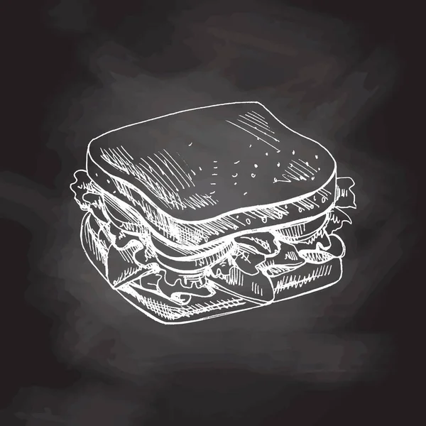 Χειροποίητο Διανυσματικό Σκίτσο Ενός Σάντουιτς Λαχανικά Τυρί Κρέας Εικονογράφηση Doodle — Διανυσματικό Αρχείο