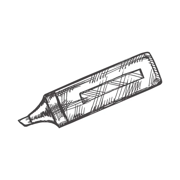 Vector Escola Desenhada Mão Material Escritório Ilustração Desenho Marcador Estilo — Vetor de Stock
