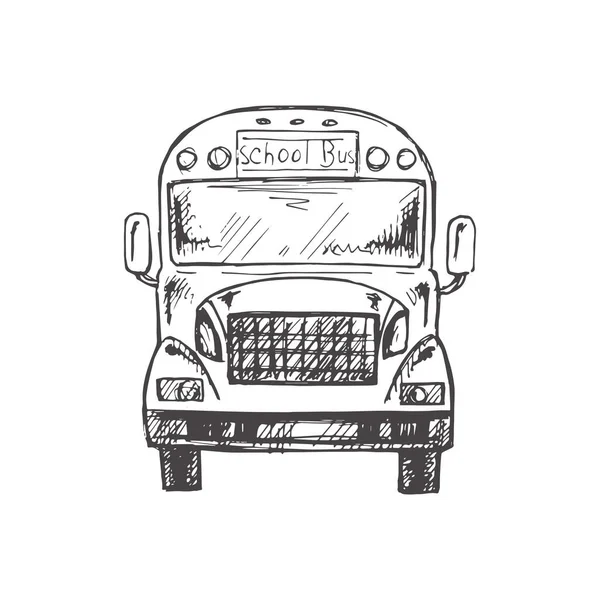 Vektor Handritad Skola Illustration Detaljerad Retro Stil Skola Buss Skiss — Stock vektor