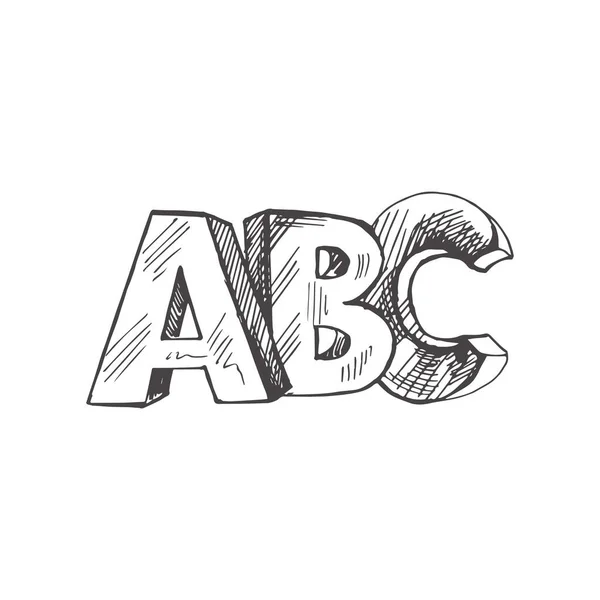 矢量手绘学校图解 详细复古风格Abc字体草图 古旧素描元素 回学校去 — 图库矢量图片
