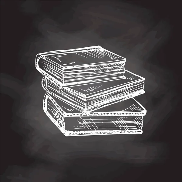 Vector Handgezeichnete Schul Und Bürowerkzeuge Illustration Detaillierte Bücher Retro Stil — Stockvektor