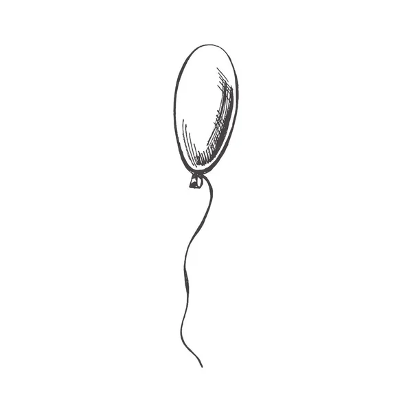 Χειροποίητο Σκίτσο Μπαλονιού Που Απομονώνεται Λευκό Φόντο Πρότυπο Για Καρτ — Διανυσματικό Αρχείο