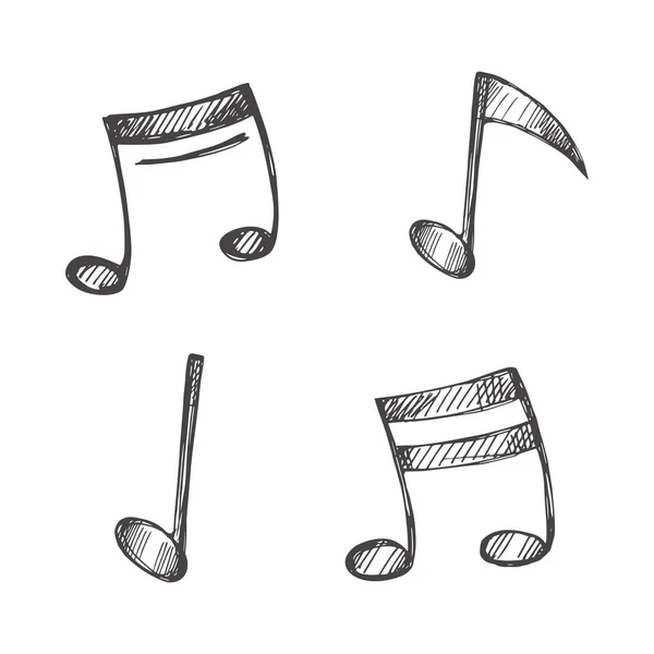 Vector Hand Drawn Music Illustration Set Detailed Retro Style Musical — Stock Vector