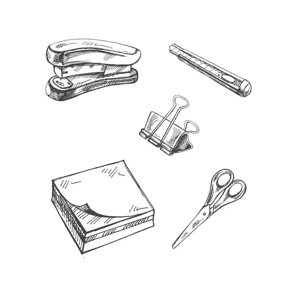 Tillbaka Till Skolan Handritade Skisser Doodle Objektsamling Utbildningskoncept Vintage Skisselement — Stock vektor