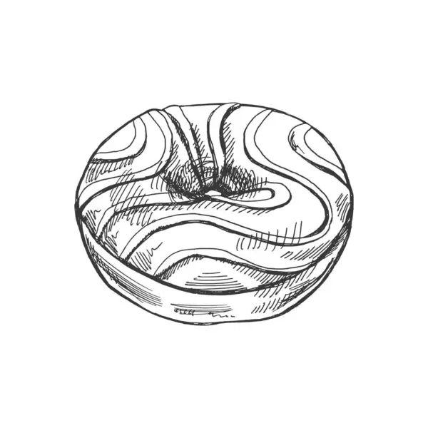 Esboço Feito Mão Donut Ilustração Vintage Doces Pastelaria Sobremesa Elemento — Vetor de Stock