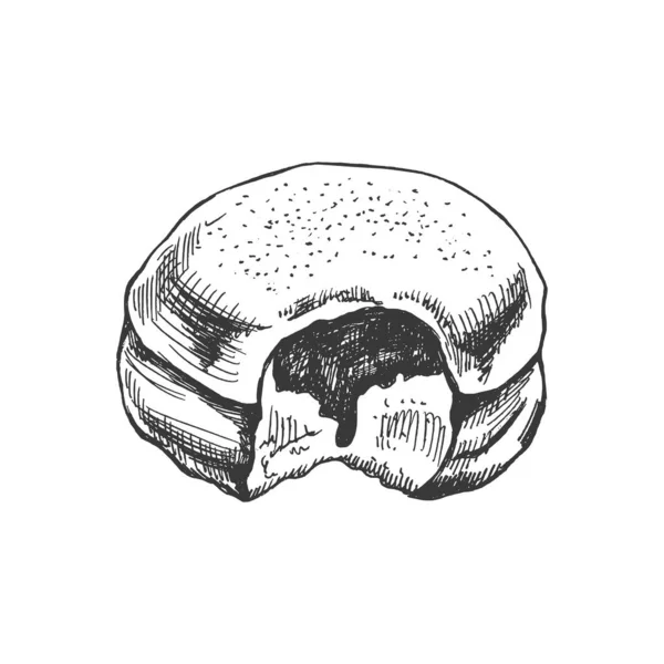 Παραδοσιακό Γερμανικό Πολωνικό Ντόνατ Μαρμελάδα Ξεσκονισμένο Κλασική Απεικόνιση Γλυκά Ζαχαροπλαστικής — Διανυσματικό Αρχείο