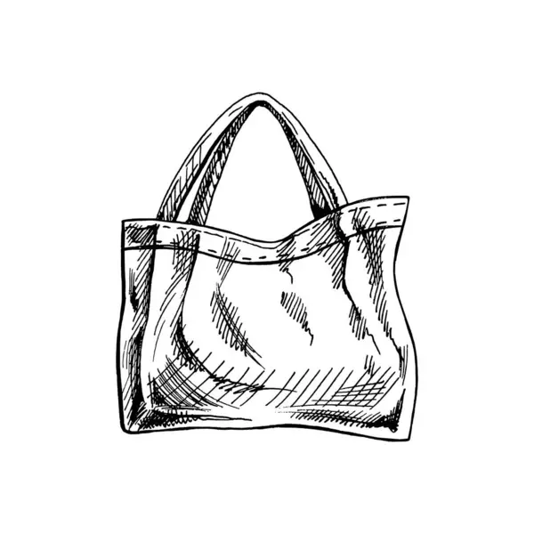 Bozzetto Eco Bag Disegnato Mano Concetto Ecologico Protezione Della Natura — Vettoriale Stock