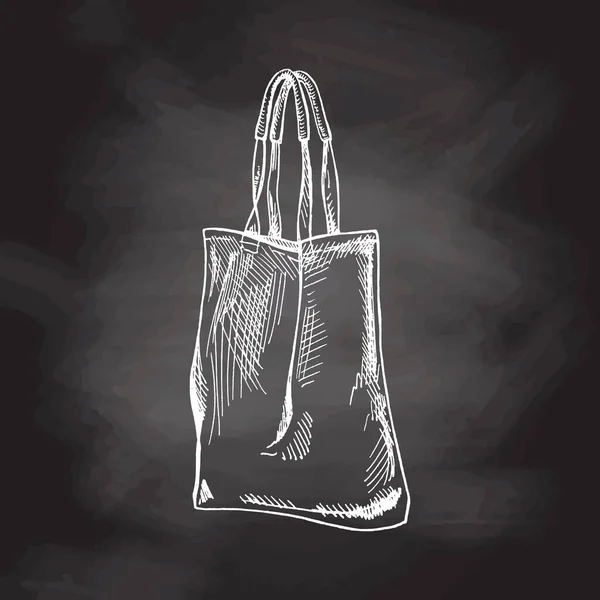 Schizzo Eco Bag Disegnato Mano Fondo Lavagna Concetto Ecologico Protezione — Vettoriale Stock