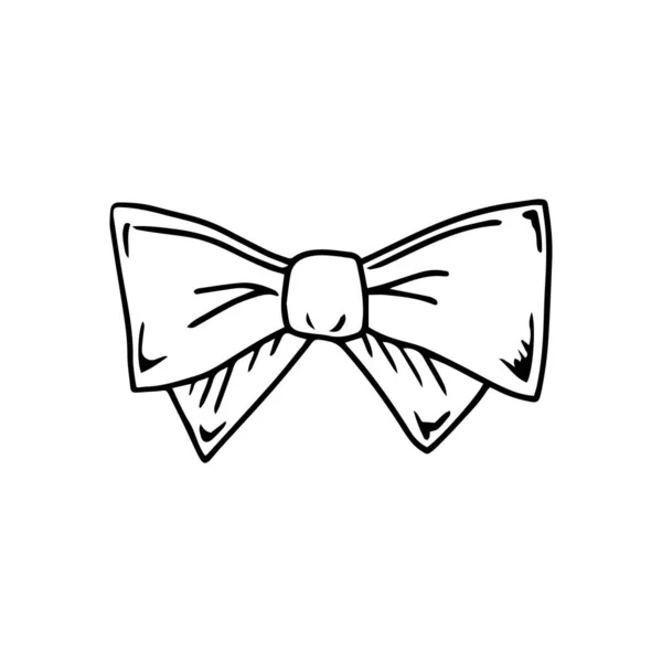 Bow Doodle Style White Background Festive Concept Hand Drawn Vector — Image vectorielle