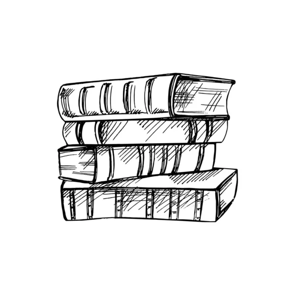 Vector Escola Desenhada Mão Ferramentas Escritório Ilustração Esboço Detalhado Livros —  Vetores de Stock