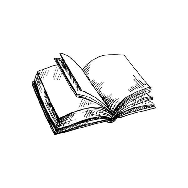 Wektorowe Ręcznie Rysowane Narzędzia Szkolne Biurowe Ilustracja Szczegółowy Szkic Książki — Wektor stockowy
