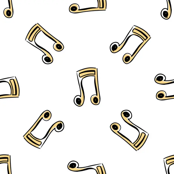 Музична Нота Стилі Doodle Безшовний Візерунок Святкова Концепція Ручний Намальований — стоковий вектор