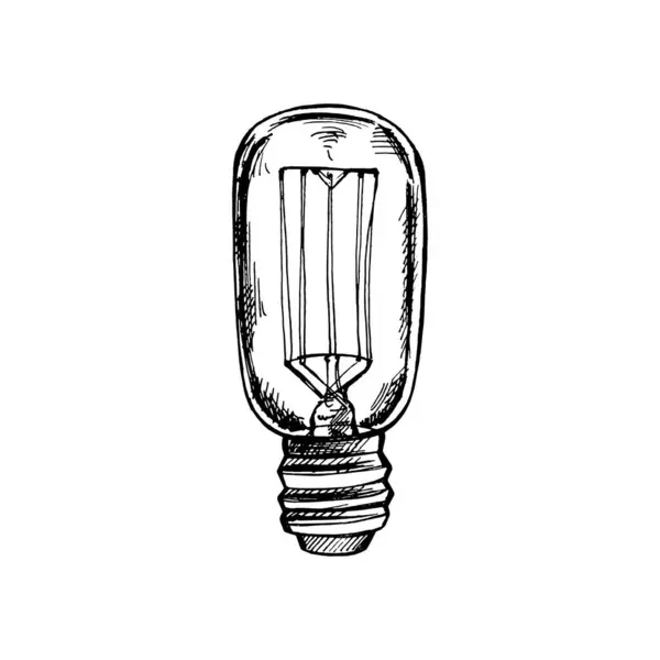 Hand Drawn Sketch Electric Light Bulb Doodle Icon Vector Illustration — Vetor de Stock