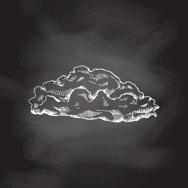 Kara tahta üzerine elle çizilmiş bulut çizimi. Eko konsepti. Doodle vektör illüstrasyonu.