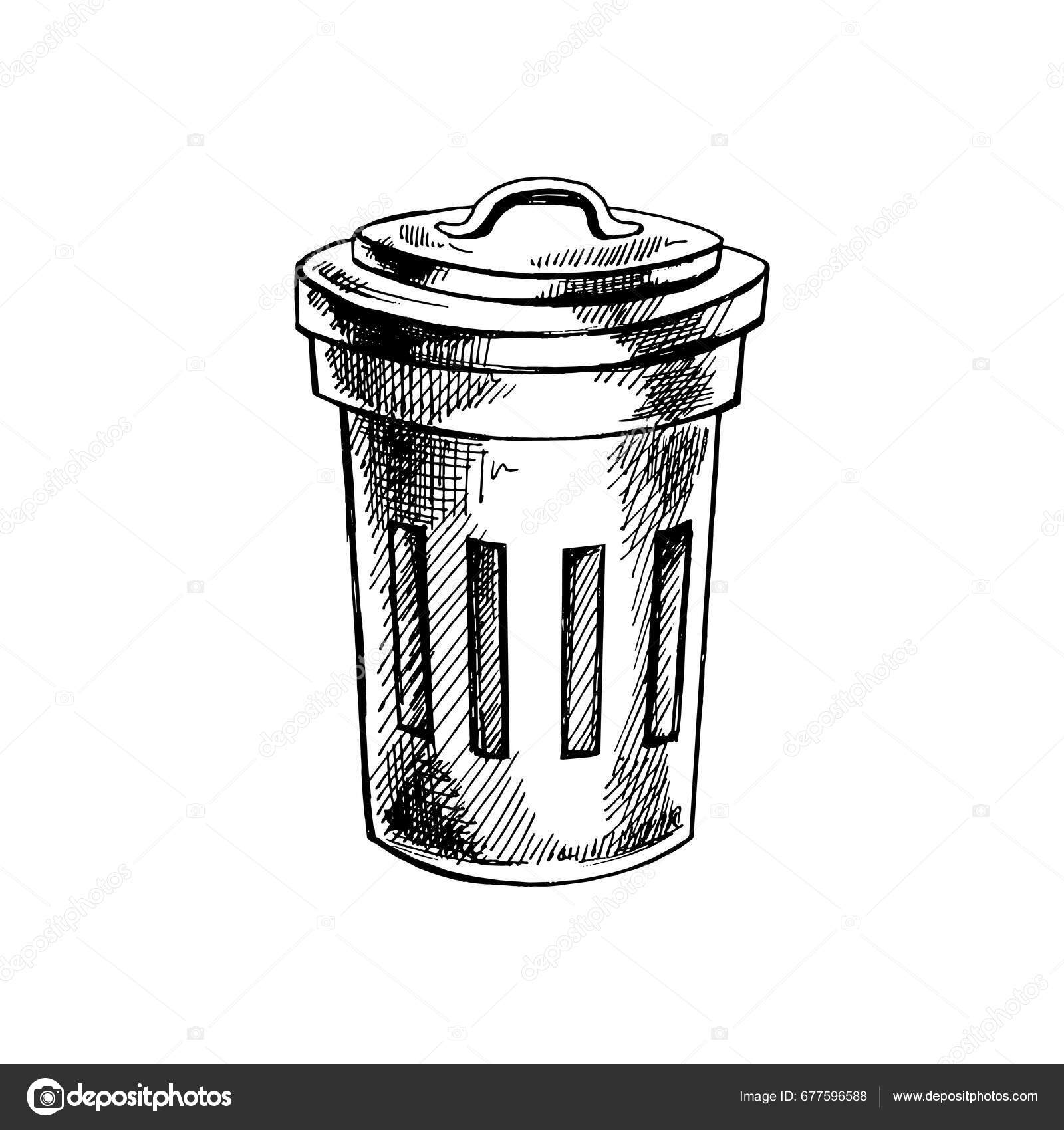 Müll kann doodle zeichnung Stock-Vektorbilder