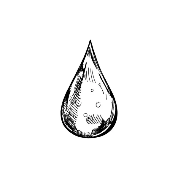 Χειροποίητο Μαύρο Σκίτσο Της Σταγόνας Νερού Οικολογική Έννοια Εικονογράφηση Διανυσμάτων — Διανυσματικό Αρχείο
