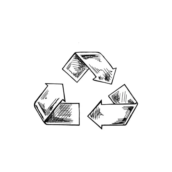 Hand Drawn Sketch Recycle Symbol White Background Eco Concept Vector — Wektor stockowy