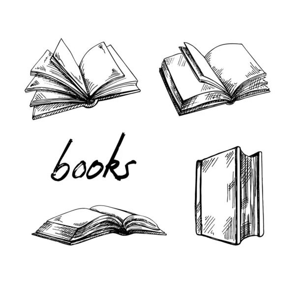 Vector Escola Desenhada Mão Ferramentas Escritório Conjunto Ilustrações Desenho Livros —  Vetores de Stock