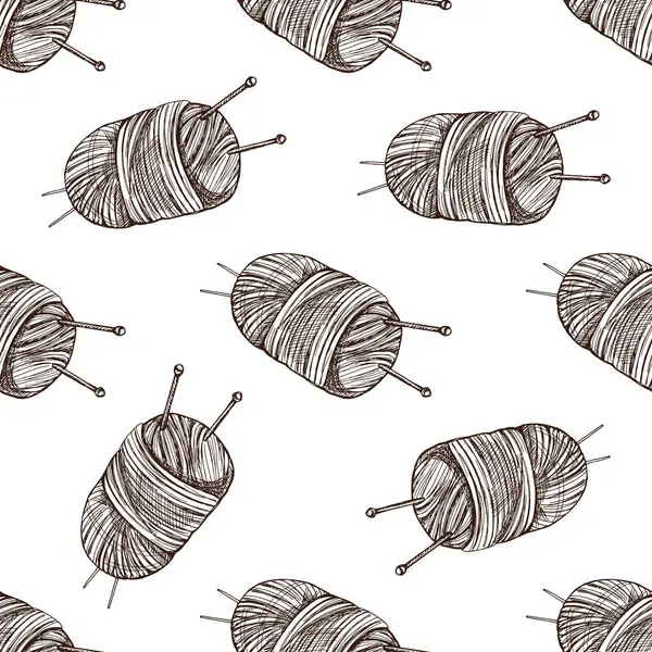 Elle çizilen ipliklerden, yünden, örgü iğnelerinden oluşan kusursuz bir desen. El yapımı, örgü ekipmanı konsepti klasik karalama tarzında. İşleme biçimi.