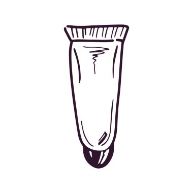 El yapımı krem tüpü, güzellik kozmetik unsuru, kişisel bakım. Güzellik salonu için resim, kozmetik mağazası, makyaj tasarımı. Çizim biçimi.  