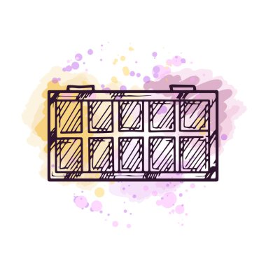 El yapımı göz farı paleti, güzellik kozmetik unsuru, kişisel bakım. Suluboya arka planda boyalı bir resim. Güzellik salonu, kozmetik mağazası, makyaj tasarımı için kullanışlı. Çizim biçimi.