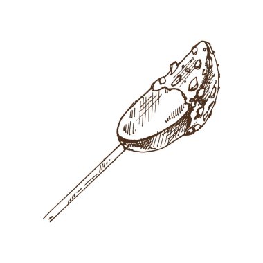 Elle çizilmiş elma şekeri ve fındık parçalı elma. Vektör gıda çizimi. Geleneksel Noel, Cadılar Bayramı tatlısı. Paketleme, etiketleme, tarif, menü. 