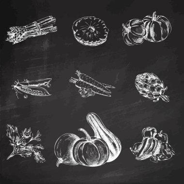 Elle çizilmiş şükran günü illüstrasyonu. Klasik yemek menüsü. Tebeşir tahtası. Eskiz.